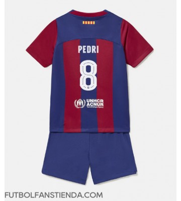 Barcelona Pedri Gonzalez #8 Primera Equipación Niños 2023-24 Manga Corta (+ Pantalones cortos)